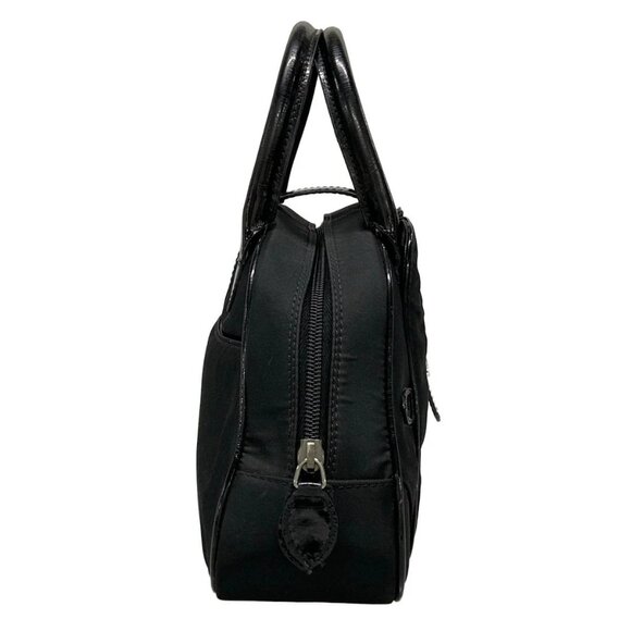 Auth DIOR/ChristianDior Double Saddle Black Nylon Patent Leather Handbag - Picture 2 of 16